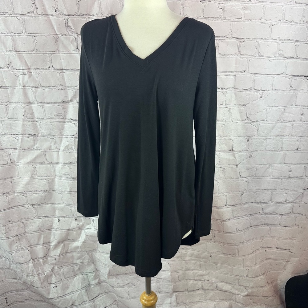 Zenana Outfitters black knit Long Sleeve tunic Top high low new layering casual